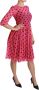 Dolce & Gabbana Geplooide A-lijn Knielengte Jurk met Polka Dots Pink Dames - Thumbnail 2