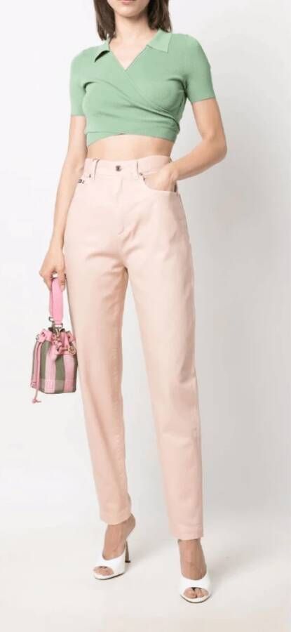 Dolce & Gabbana Roze Tapered Broek met Hoge Taille Pink Dames