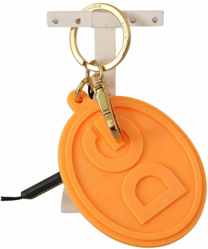 Dolce & Gabbana Rubberen logo metalen sleutelhanger Oranje Unisex
