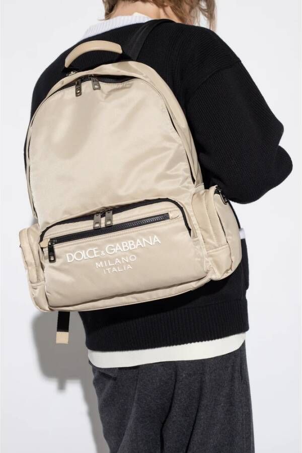 Dolce & Gabbana Rugzak met logo Beige Unisex