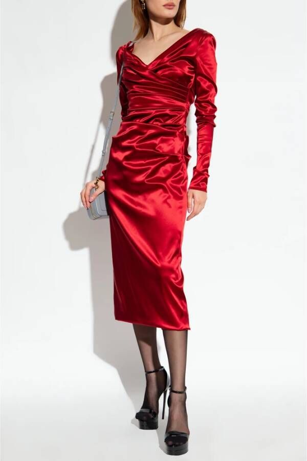 Dolce & Gabbana Satijnen jurk Red Dames