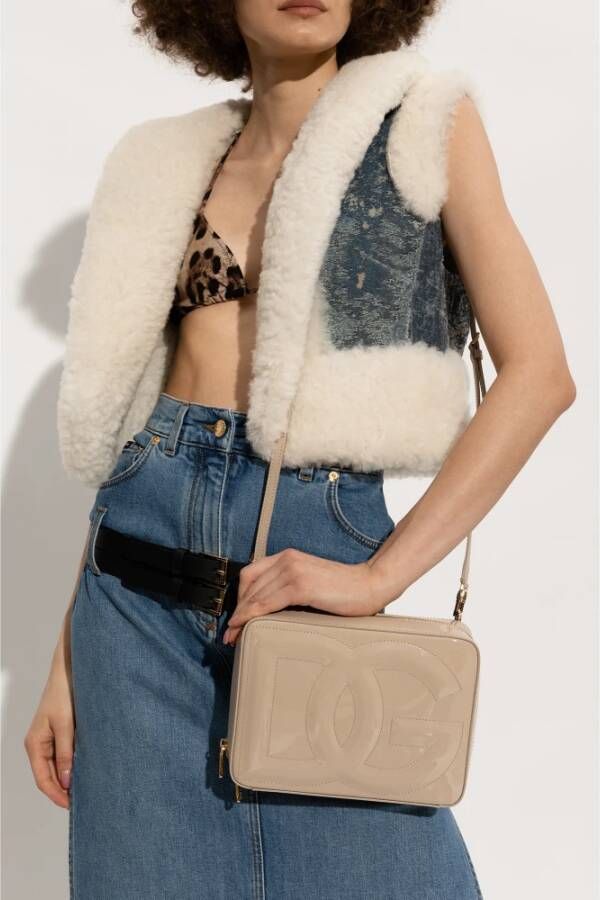 Dolce & Gabbana Schoudertas 'DG Logo Medium' Beige Dames