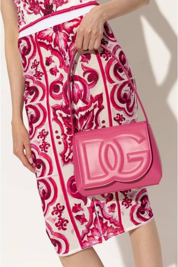 Dolce & Gabbana Schoudertas met logo Roze Dames