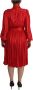 Dolce & Gabbana Rode Knoopsluiting Midi Satijnen Zijden Jurk met Riem Red Dames - Thumbnail 2