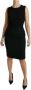 Dolce & Gabbana Zwarte Kanten Mouwloze Sheath Jurk met Logo Details Black Dames - Thumbnail 3