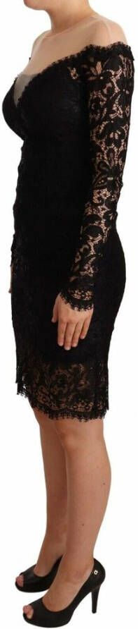 Dolce & Gabbana DG Black Lace lange mouwen knielengte jurk Zwart Dames