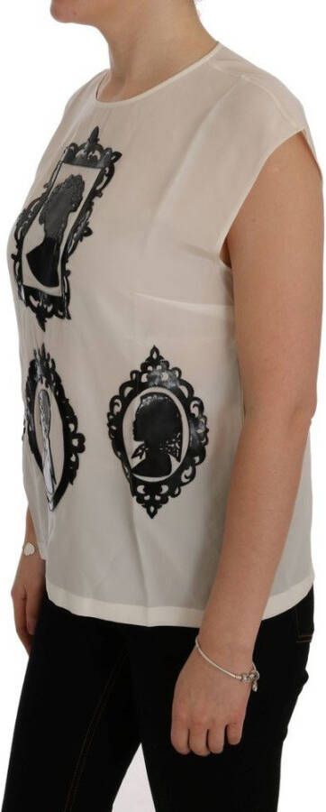 Dolce & Gabbana Silk Black Frame Blouse Wit Dames