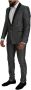 Dolce & Gabbana Black White Silk Martini Slim Fit Suit Zwart Heren - Thumbnail 2
