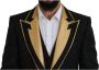 Dolce & Gabbana Zwart Goud Fantasy Tuxedo Slim Fit Pak Black Heren - Thumbnail 2