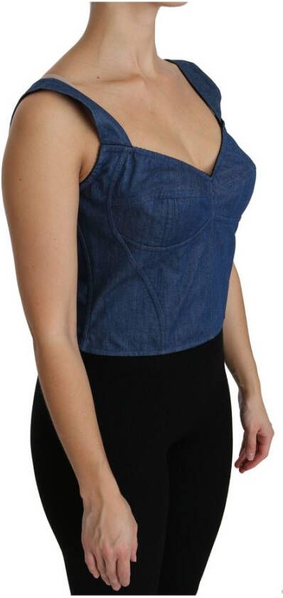 Dolce & Gabbana Mouwloze bustier katoenen top Blauw Dames