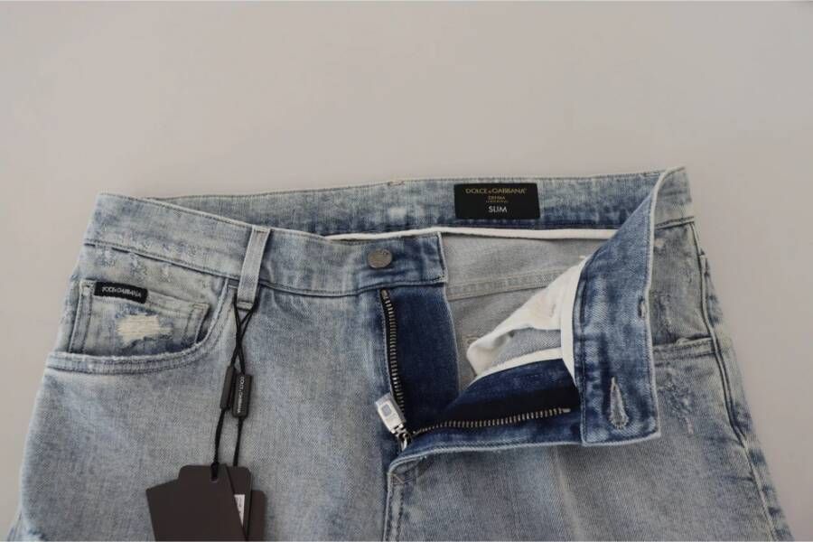 Dolce & Gabbana Lichtblauwe Slim Fit Denim Jeans Blue Heren