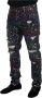 Dolce & Gabbana Zwarte Multicolor Print Gescheurde Denim Jeans Multicolor Heren - Thumbnail 2