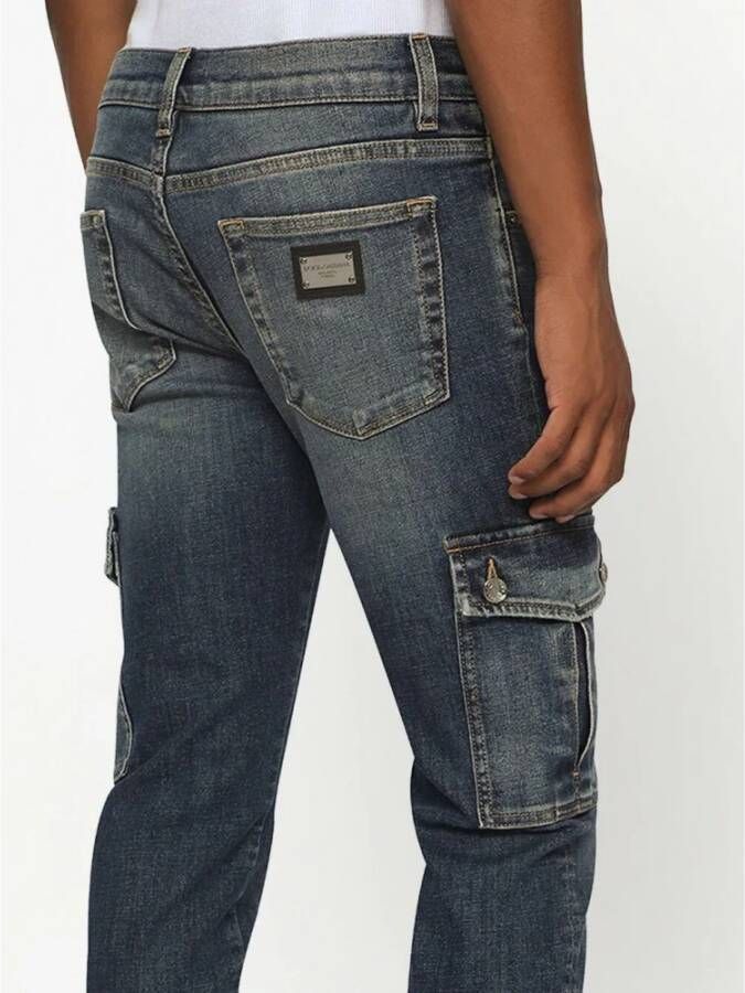 Dolce & Gabbana Slimme Cargo Denim met Plaque Blue Heren