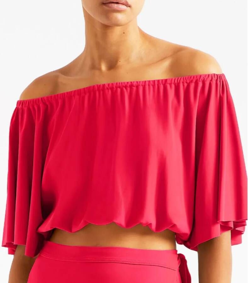 Dolce & Gabbana Solal Cropped Top Koraalroze Stretch Blouse Pink Dames