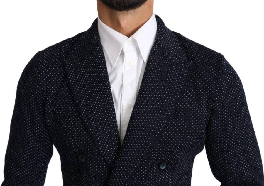 Dolce & Gabbana Stijlvolle Dotted Double Breasted Blazer Blue Heren