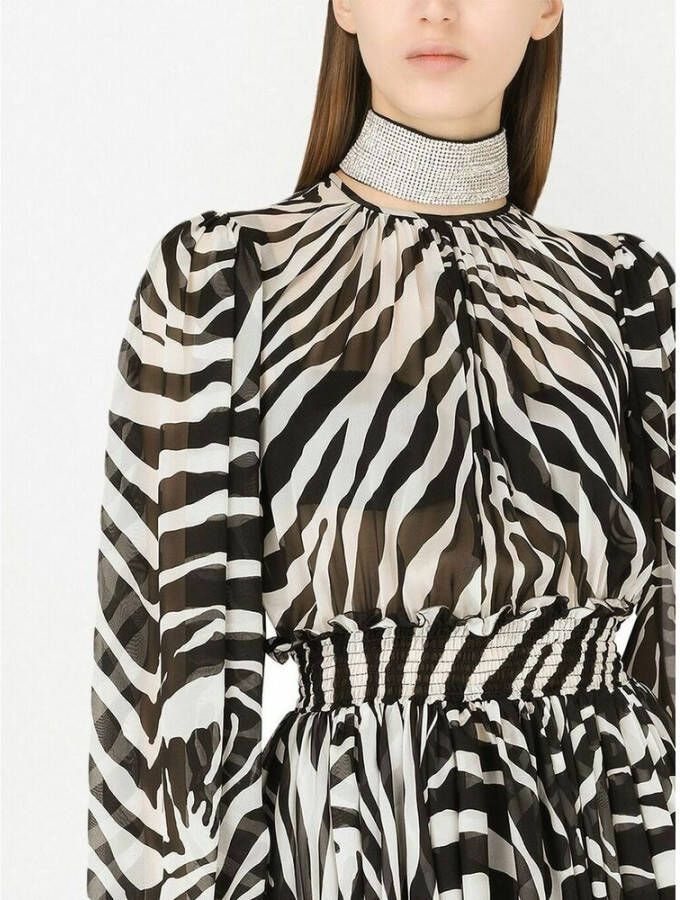 Dolce & Gabbana St.zebra dress Zwart Dames