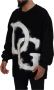 Dolce & Gabbana Zwarte DG Logo Katoenen Pullover Trui Black Heren - Thumbnail 2