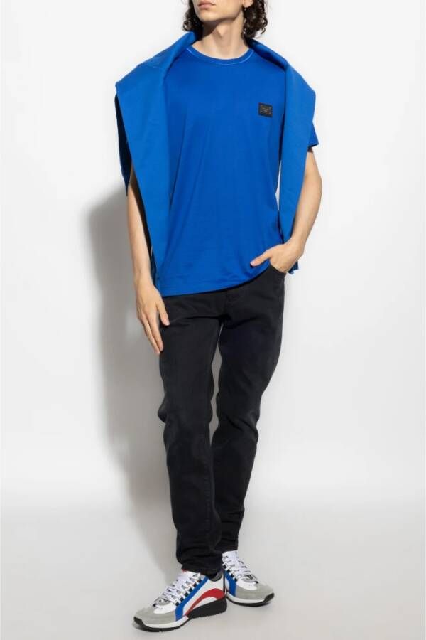 Dolce & Gabbana T-shirt met logo Blauw Heren
