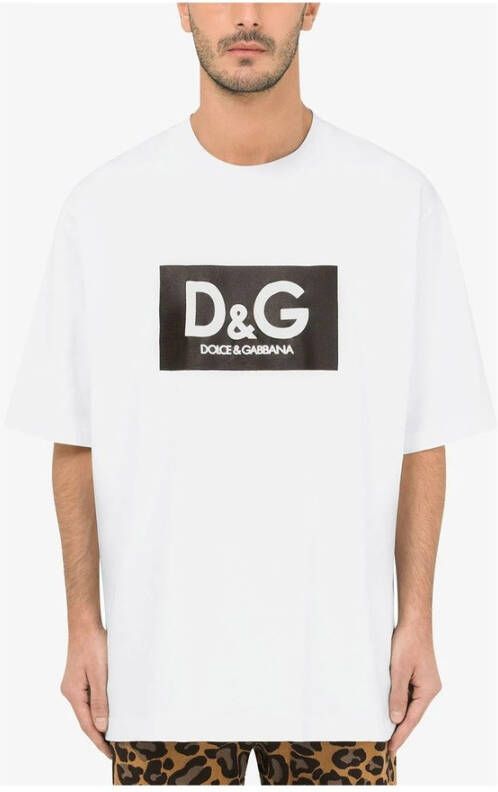Dolce & Gabbana Katoenen t-shirt met DG-print Wit Heren