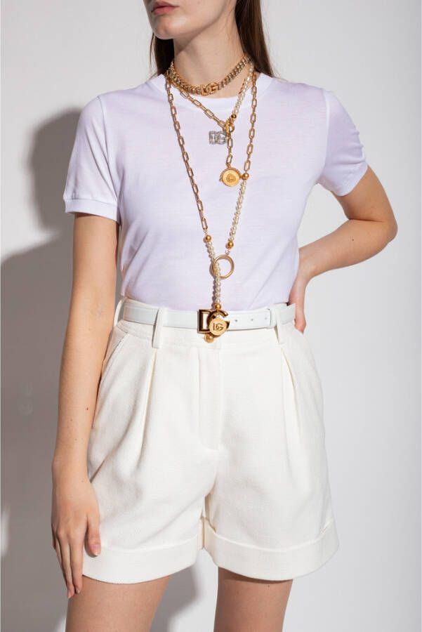 Dolce & Gabbana T-shirt with logo appliqu� Wit Dames