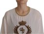Dolce & Gabbana White Silk Gold DG Crown Crystal Blouse Top Wit Dames - Thumbnail 2