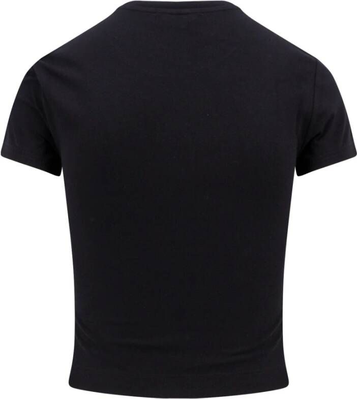 Dolce & Gabbana Zwart Katoenen T-Shirt met Animalier Monogram Zwart Dames
