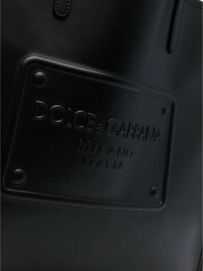 Dolce & Gabbana Zwarte Leren Tassen met Dubbele Handvatten Black Heren