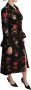 Dolce & Gabbana Zwarte Bloemen Geborduurde Jas Black Dames - Thumbnail 2