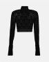 Dolce & Gabbana Velvet Crop Coltrui met hoge hals en lange mouwen Black Dames - Thumbnail 3