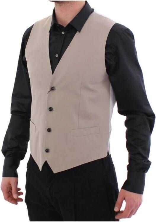 Dolce & Gabbana Vest met Verstelbare Band en Logo Details Beige Heren