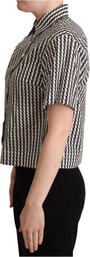 Dolce & Gabbana White Black Fantasy Pattern Shirt Wit Dames