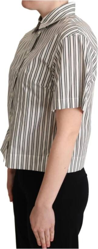 Dolce & Gabbana White Black Striped Shirt Blouse Top Beige Dames