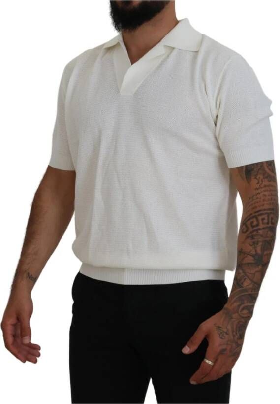 Dolce & Gabbana White Cotton Collared Short Sleeved T-shirt Wit Heren