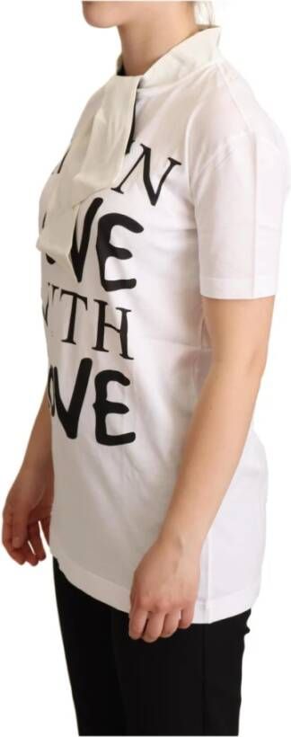 Dolce & Gabbana White Cotton Silk Im In Love Top T-shirt Wit Dames