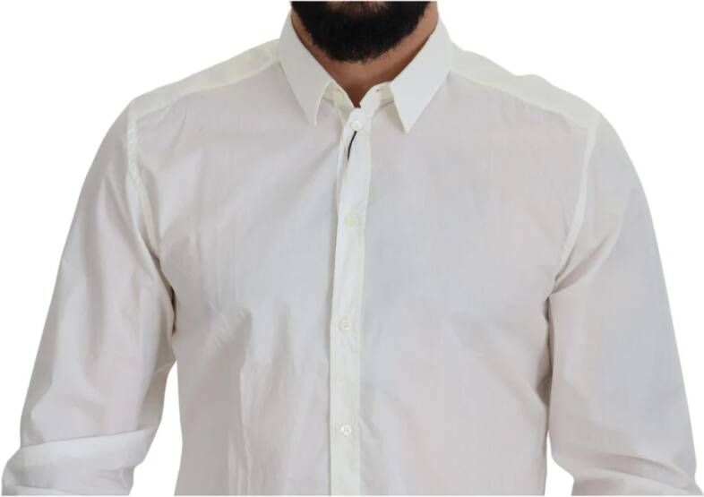 Dolce & Gabbana White Cotton Slim Fit Dress Shirt Wit Heren