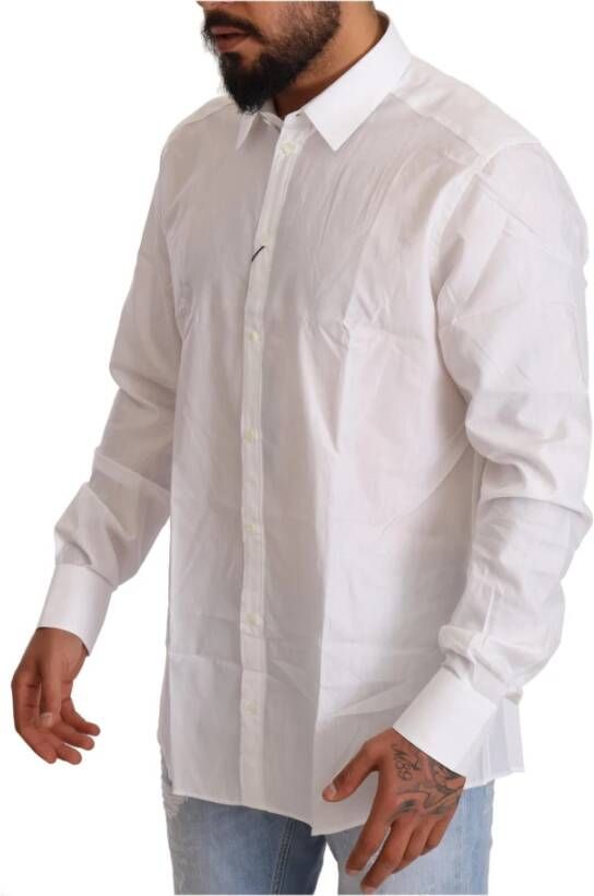 Dolce & Gabbana White Cotton Slim Fit Men Martini Shirt Wit Heren