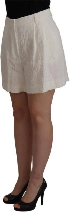 Dolce & Gabbana White High Waist Culotte Cotton Shorts Wit Dames