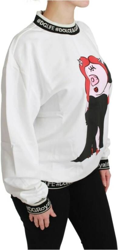 Dolce & Gabbana White Pig of the Year Pullover Sweater Wit Dames