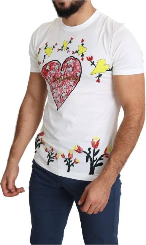 Dolce & Gabbana White Saint Valentine Print Cotton Men T-shirt Wit Heren