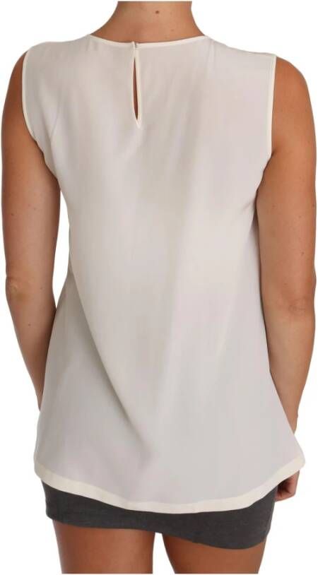 Dolce & Gabbana White Silk Crystal Sequined Fairy T-shirt Wit Dames