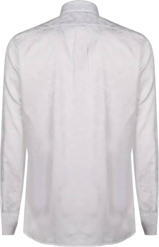 Dolce & Gabbana Witte Bloemen Jacquard Katoenen Overhemd White Heren