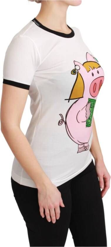 Dolce & Gabbana Witte Jaar van het Varken Katoenen T-shirt Wit Dames