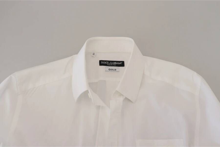 Dolce & Gabbana Witte Katoenen Slim Fit Formeel Overhemd White Heren