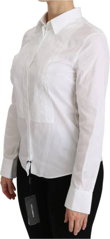 Dolce & Gabbana Witte Polo Shirt met Kraag en Lange Mouwen Wit Dames