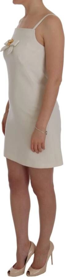 Dolce & Gabbana Witte Wol Stretch Broche Shift Jurk Wit Dames