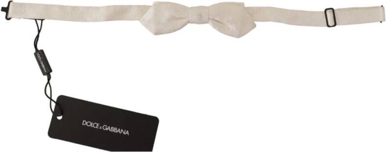 Dolce & Gabbana Witte Zijden Strik Gebonden Model 4cm Breedte Wit Heren