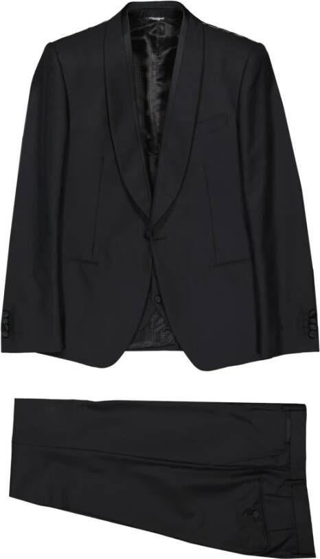 Dolce & Gabbana Wollen en zijden pak met afneembare wollen gilet Zwart Heren