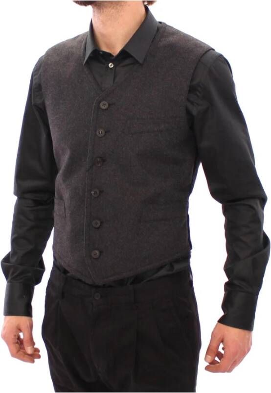 Dolce & Gabbana Grijze Wollen Blend Jurk Vest Grijs Heren