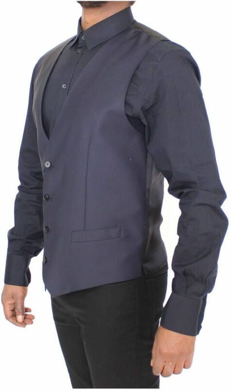 Dolce & Gabbana Wool Formeel Vest Gilet Jacket Blauw Heren