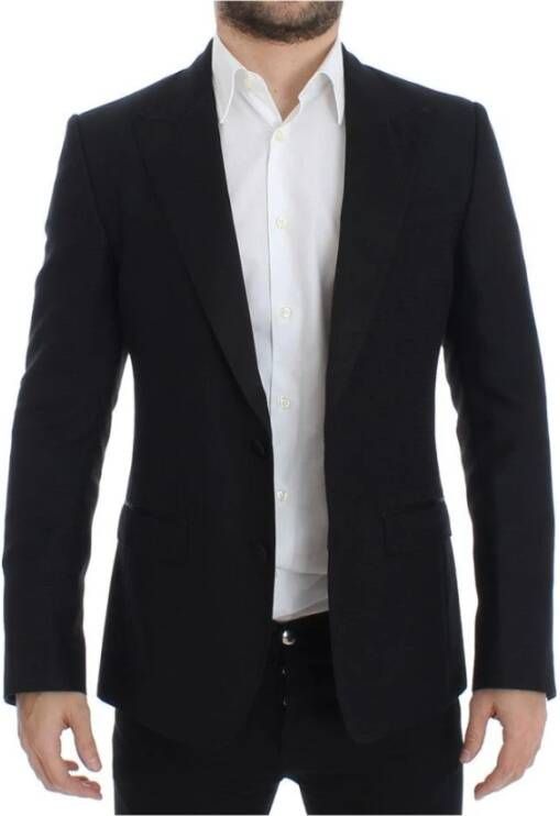 Dolce & Gabbana Zijde Wol Sicilia Blazer Black Heren